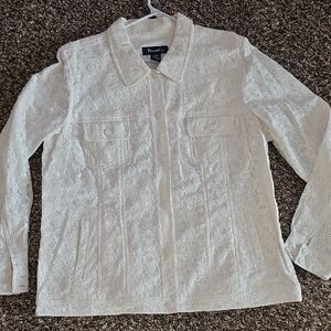 Cream Lace Button-Front Jacket